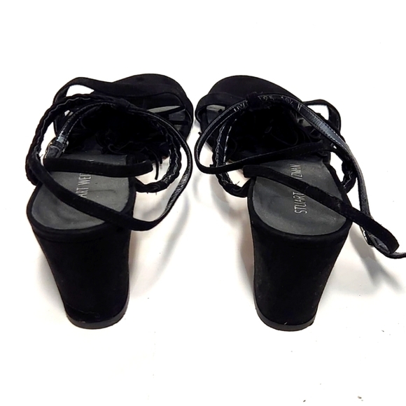 Stuart Weitzman Black Tasselmania Suede Block Heel Sandals - Picture 8 of 12